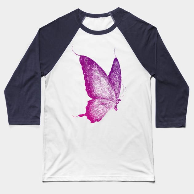 Purple Butterfly Baseball T-Shirt by giantplayful